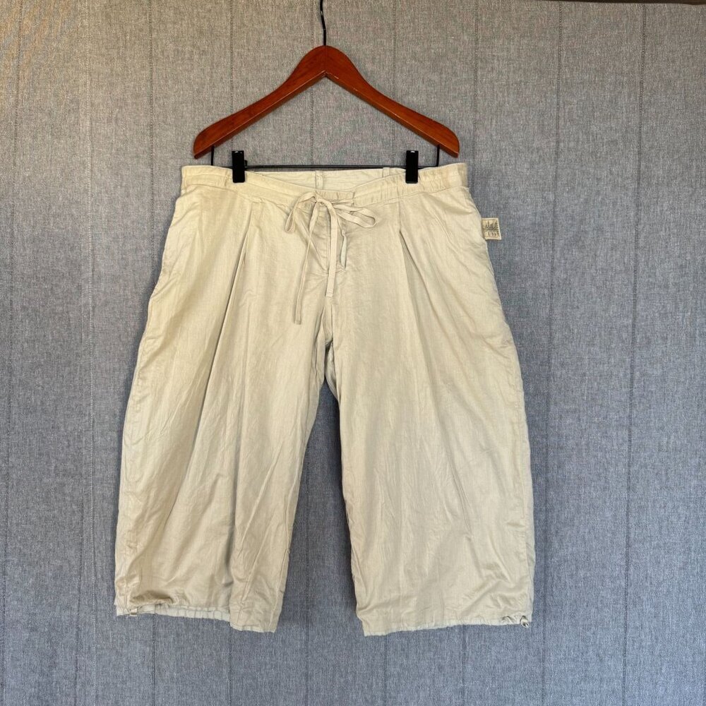 Vintage Y2k Max Studio Tan Cotton Low Rise Wide Leg Tie Hem Cargo Capri Pants - Picture 9 of 17